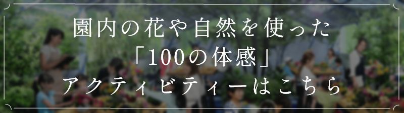 園内の花や自然を使った「100の体感」アクティビティーはこちら