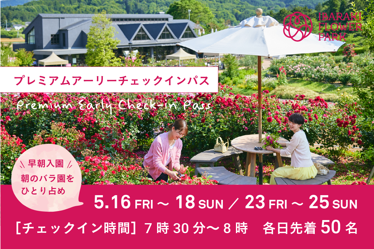 6日間限定、50名様！早朝のバラ園ひとりじめ「プレミアムアーリーチェックインパス」